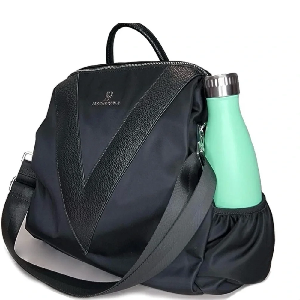 Purple Geometric Backpack with V-Panel Design